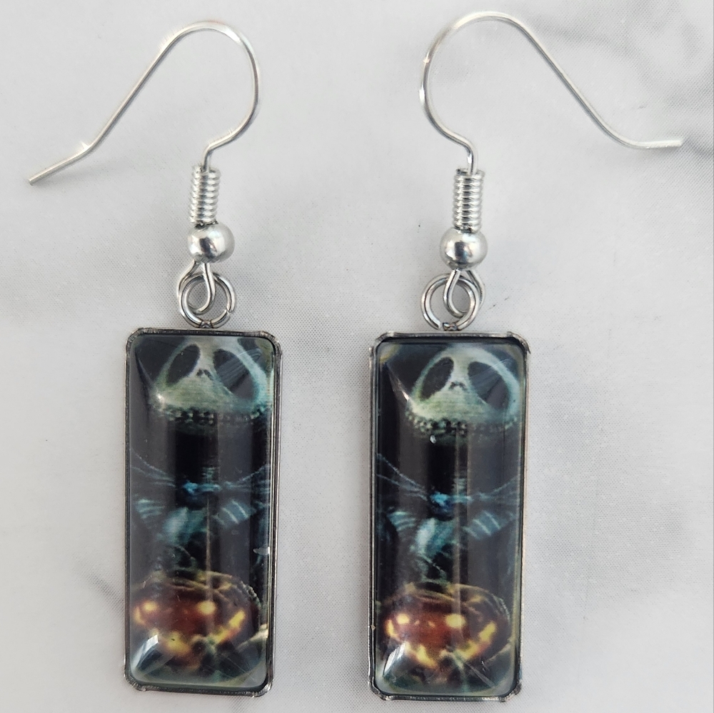 Jack Skellington Halloween Earrings Pumpkin Dangle Nightmare Before Christmas - Picture 3 of 11
